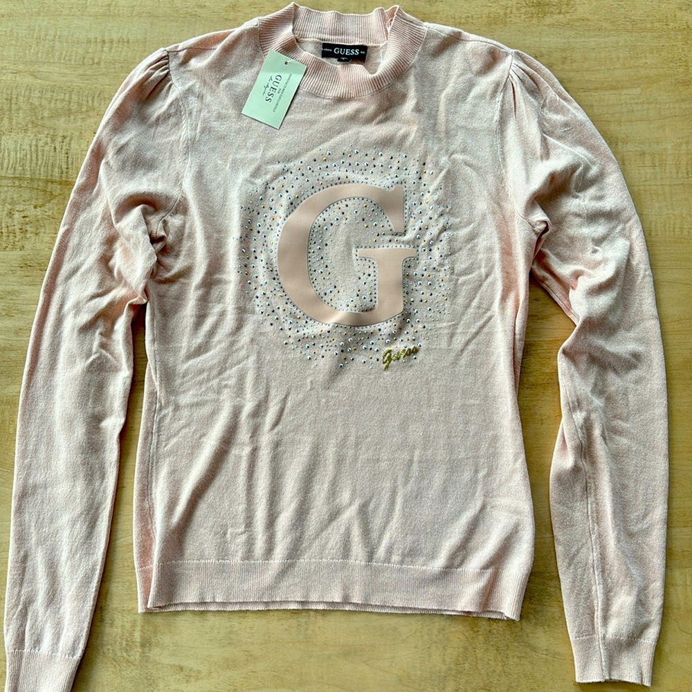 Guess soft pink long sleeve light sweater. Brand new, Sale ends Monday!